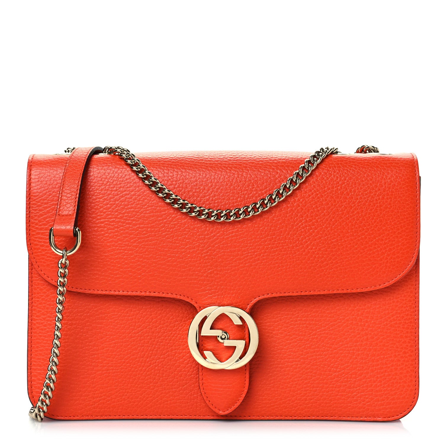 Gucci Dollar Calfskin Interlocking G Shoulder Bag Sun Orange 1 of 11
