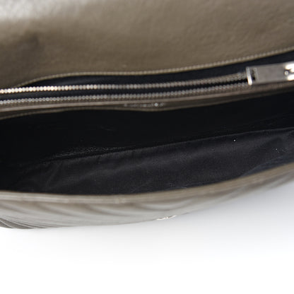 Saint Laurent Sheepskin Matelasse Chevron Monogram Large College Satchel Dark Anthracite 5 of 12