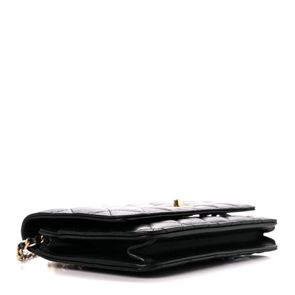 Chanel Lambskin Quilted CC Pearl Crush Wallet on Chain WOC Black 5 of 13