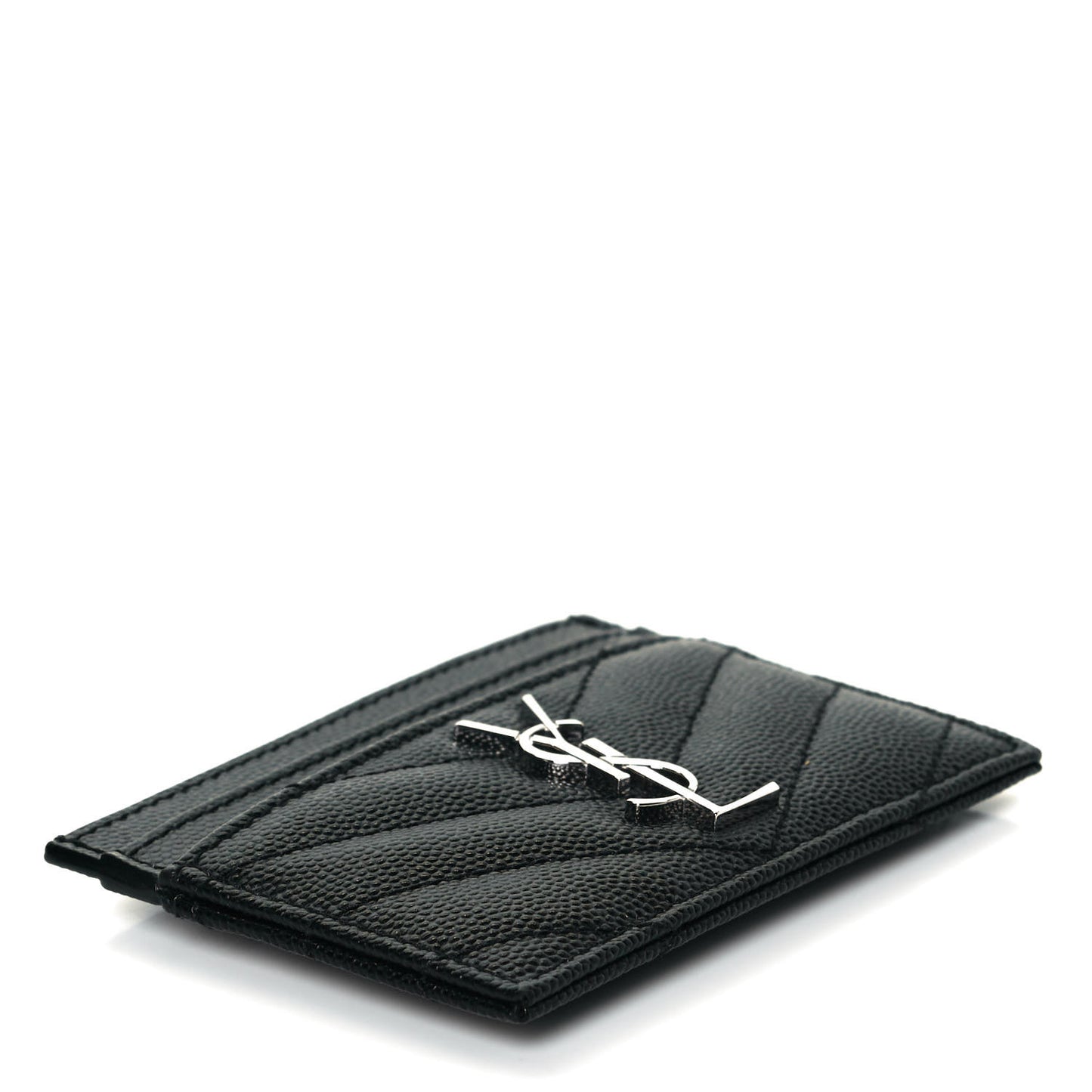 Grain De Poudre Matelasse Chevron Monogram Credit Card Case Black