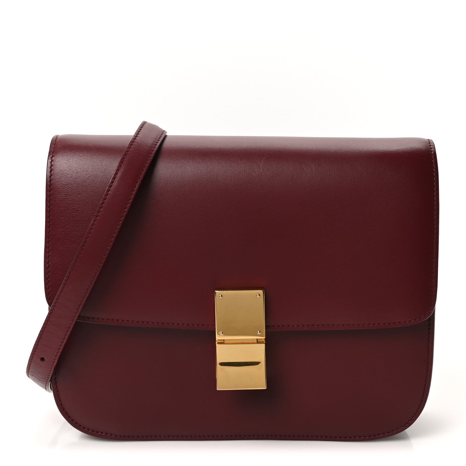 Celine Box Calfskin Medium Classic Box Flap Bag Burgundy 1 of 10