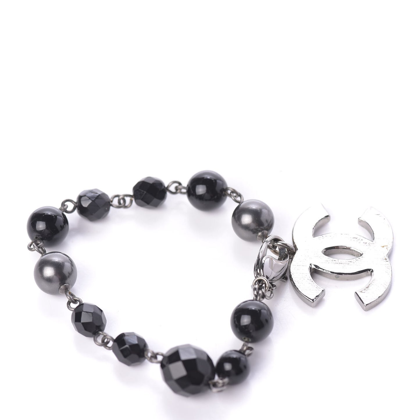 Ruthenium Bead CC Bracelet Black