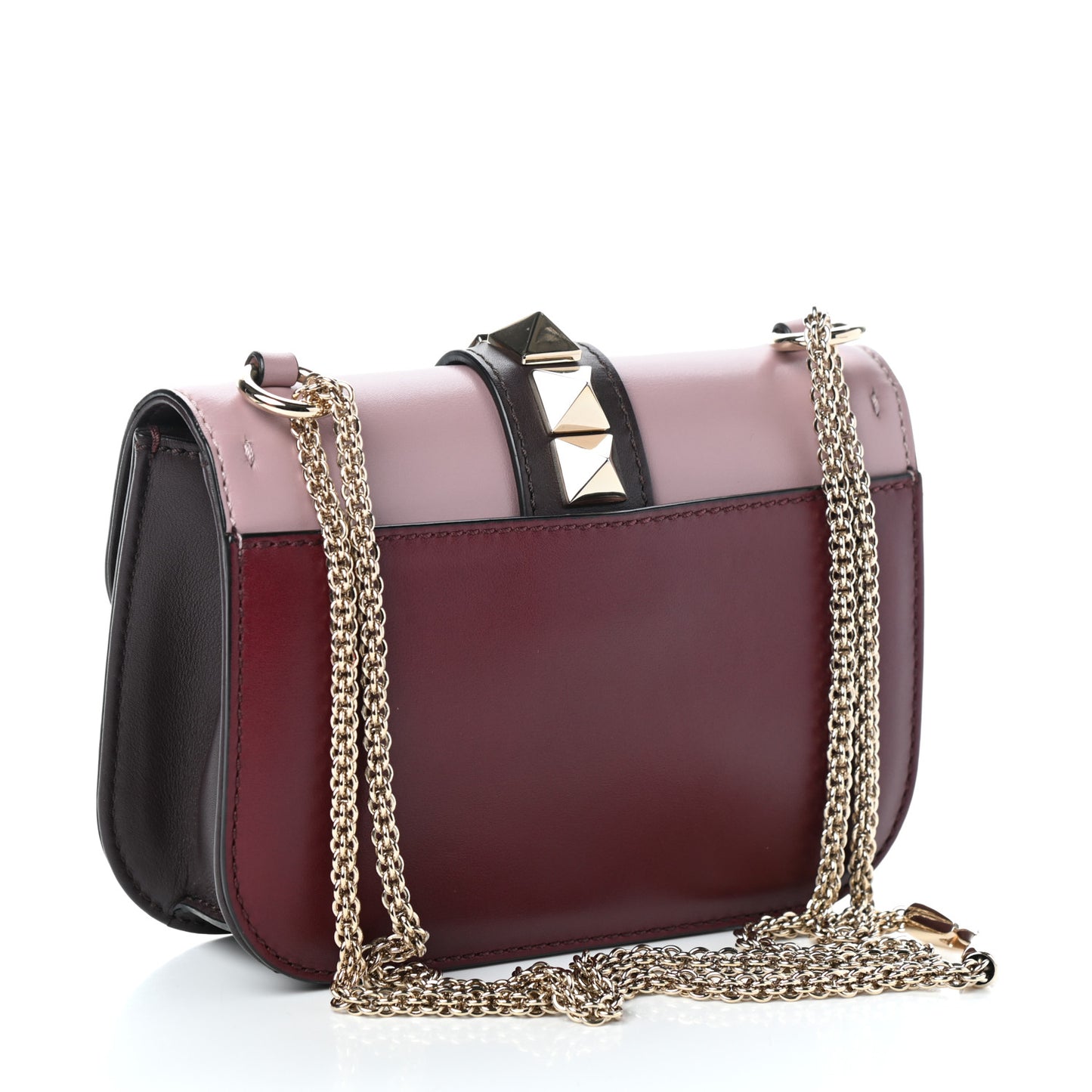 Vitello Small Glam Lock Rockstud Flap Rubin Water Rose Marine
