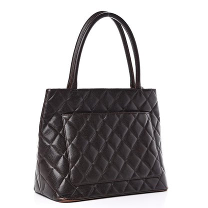 Chanel Caviar Quilted Medallion CC Tote Dark Brown 3 of 16