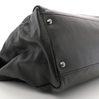 Fendi Goatskin Zucca Large Peekaboo Iconic Satchel Black Tobacco 8 of 9