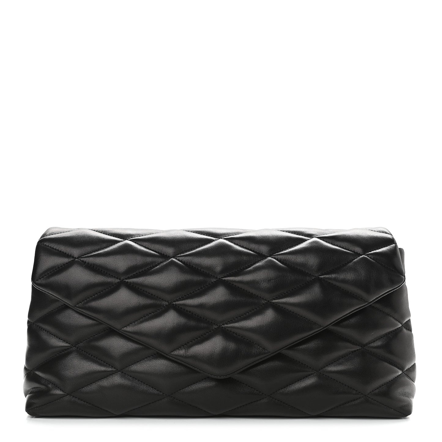 Lambskin Quilted Sade Puffer Envelope Clutch Black