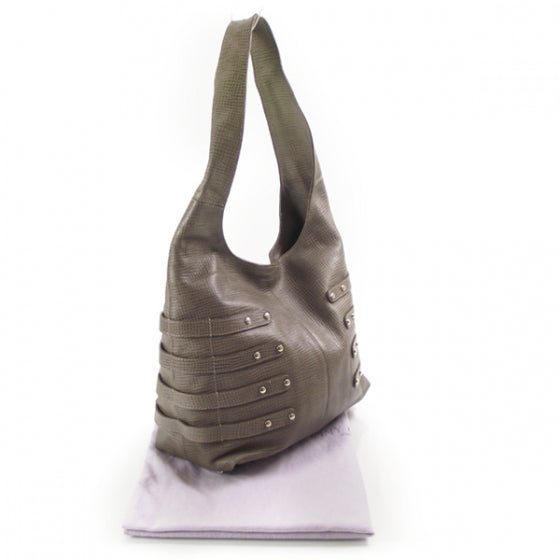 Textured Leather Bardia Hobo Taupe