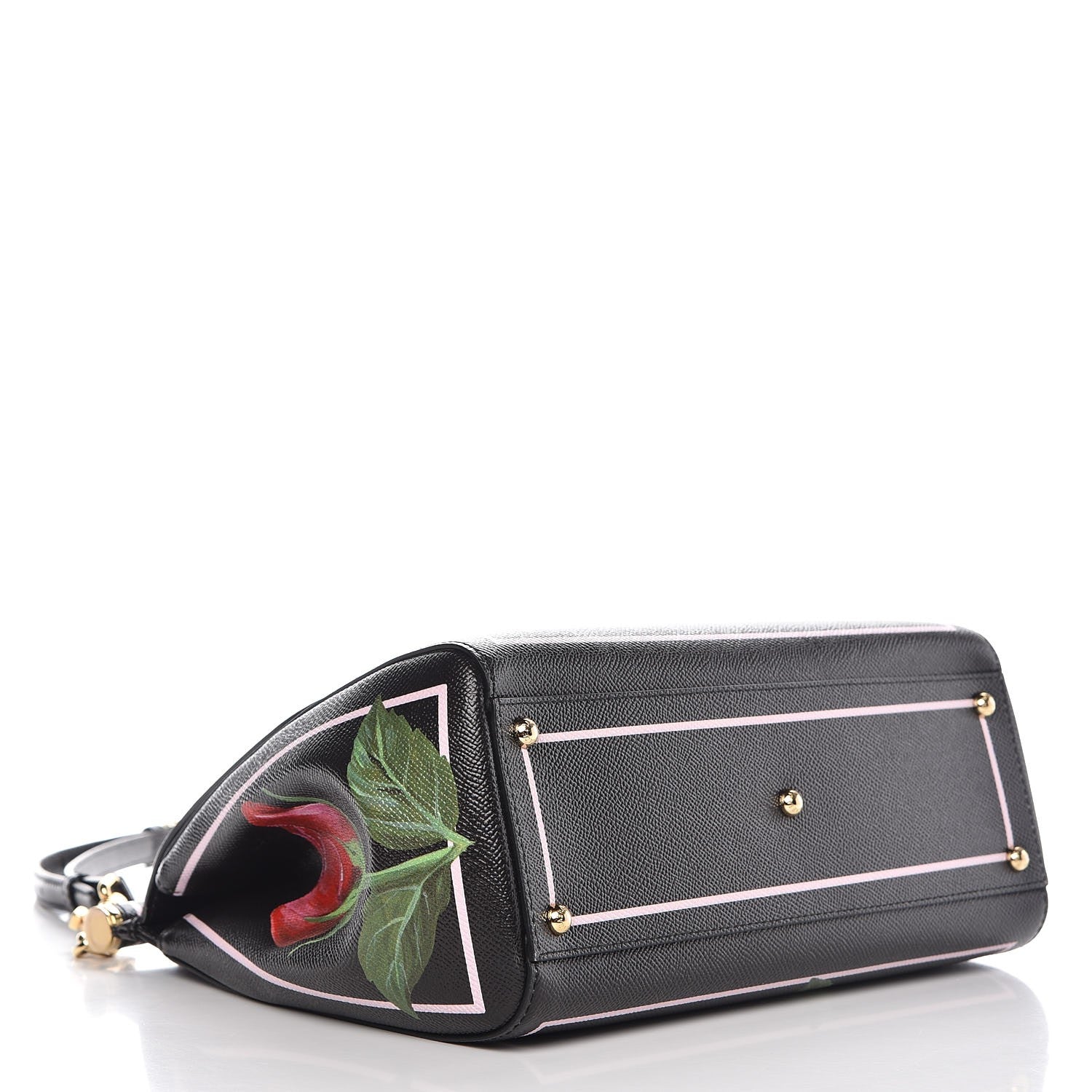 Dolce & Gabbana Dauphine Rose Print Medium Miss Sicily Satchel Black 4 of 10