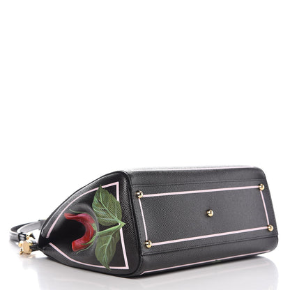 Dolce & Gabbana Dauphine Rose Print Medium Miss Sicily Satchel Black 4 of 10