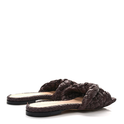 Bottega Veneta Raffia Twisted Intrecciato Stretch Flat Sandals 38.5 Bitter Chocolate 4 of 7