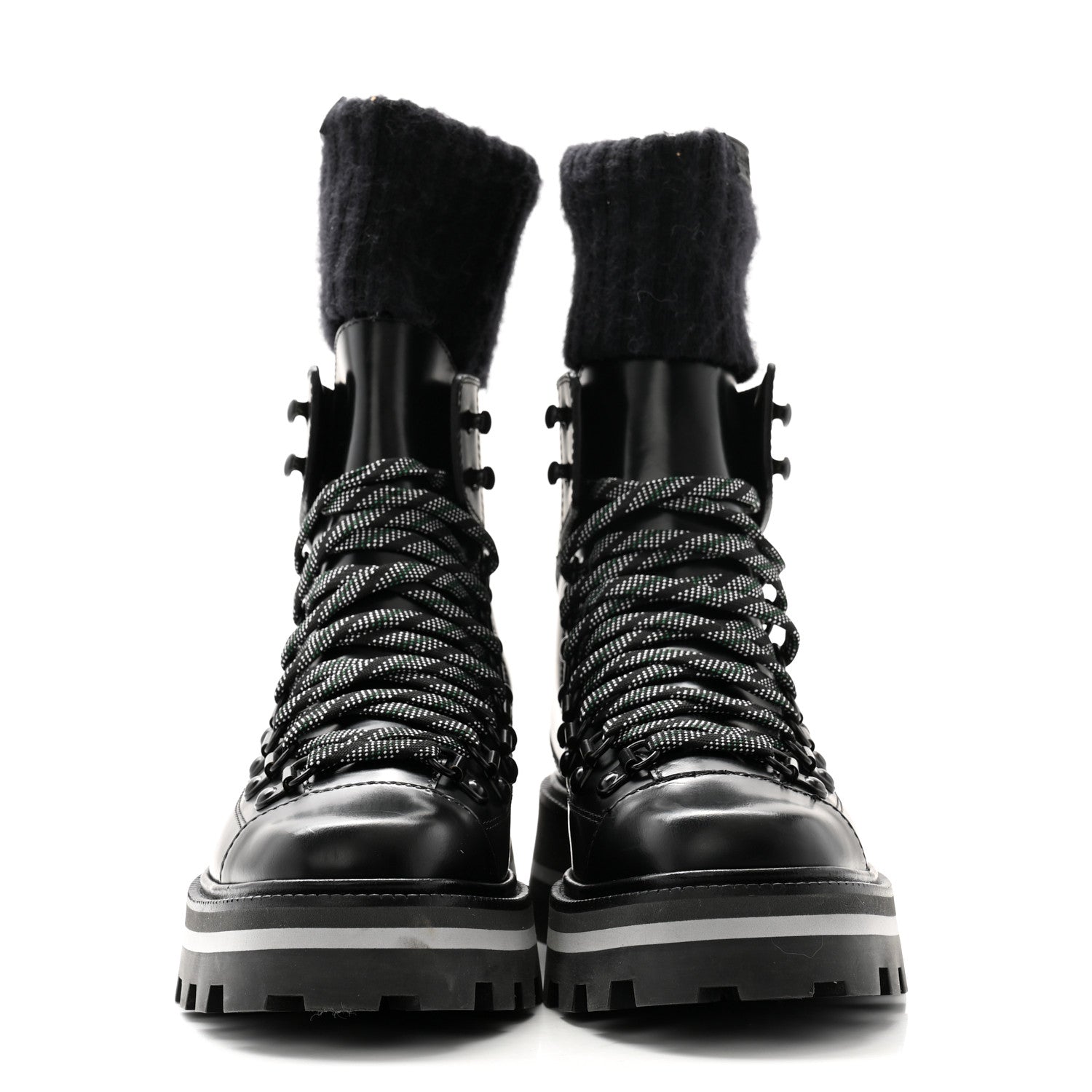 Jimmy Choo Calfskin Knit Wool Chike Ankle Boots 35 Black 2 of 9