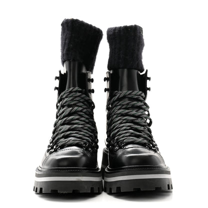 Jimmy Choo Calfskin Knit Wool Chike Ankle Boots 35 Black 2 of 9