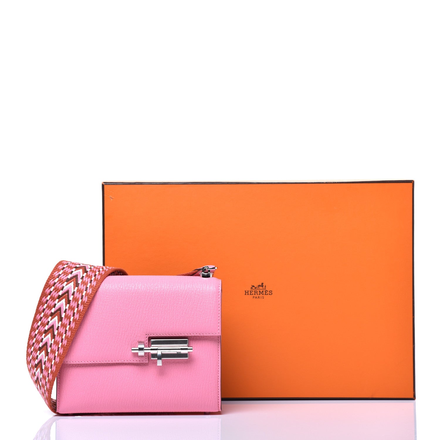 Hermes Chevre Mysore Mini Verrou Large Strap Bag Rose Confetti White 10 of 10