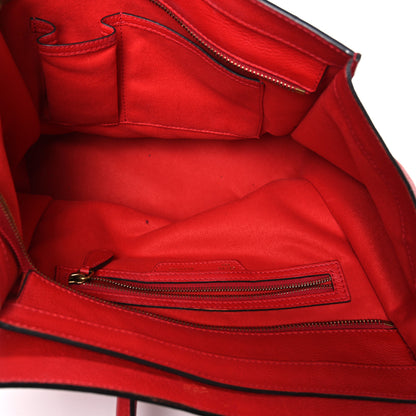 Celine Drummed Calfskin Mini Luggage Coquelicot 5 of 11