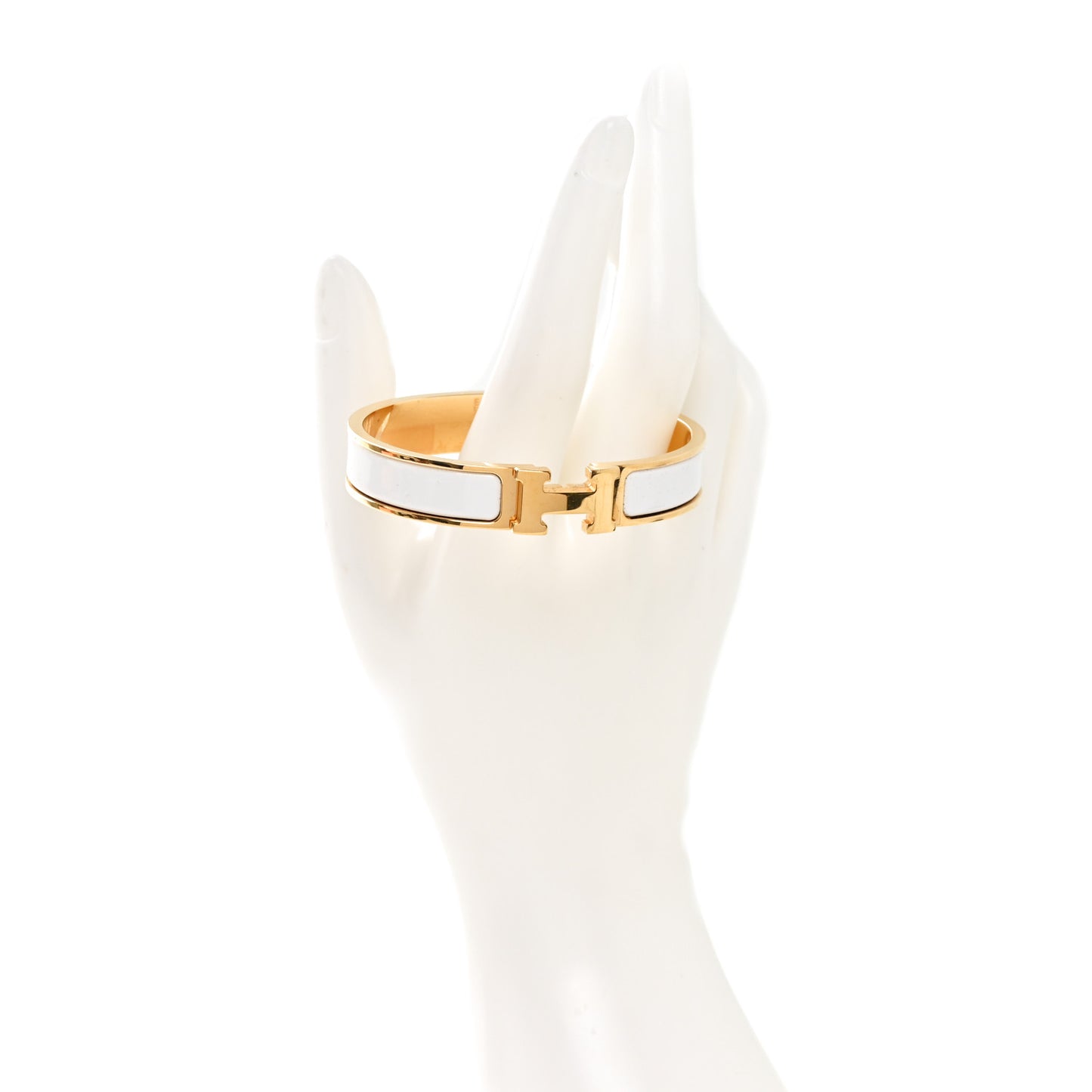 Enamel Narrow Clic Clac H Bracelet GM White