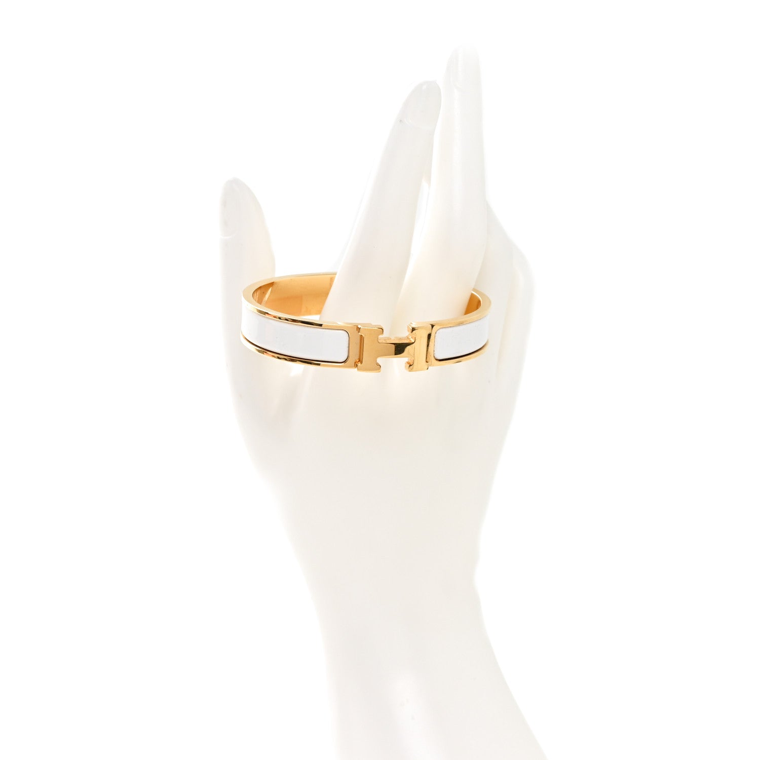 Hermes Enamel Narrow Clic Clac H Bracelet GM White 2 of 4