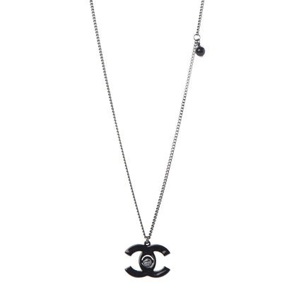 Chanel Enamel CC Camellia Necklace Black 1 of 7