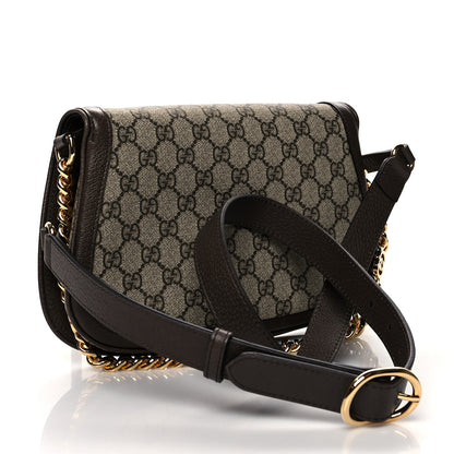 Gucci GG Supreme Monogram Textured Dollar Calfskin Blondie Chain Shoulder Flap Bag Beige Ebony New Acero 3 of 10