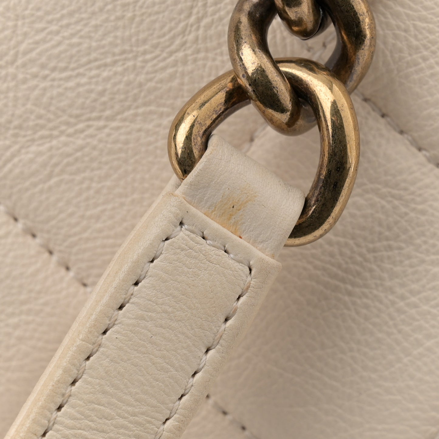 Calfskin Quilted Small Crown Tote Beige