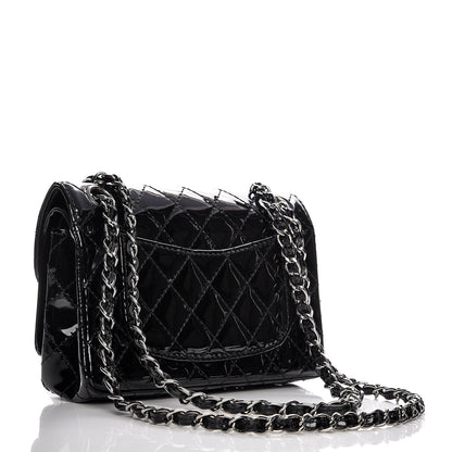 Chanel Patent Calfskin Quilted Mini Rectangular Double Flap Black 3 of 7