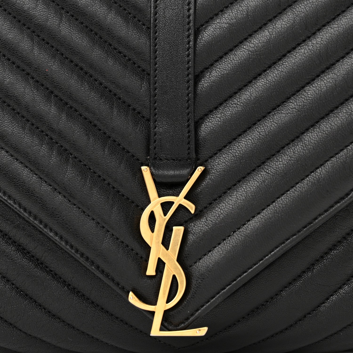 Saint Laurent Sheepskin Matelasse Chevron Monogram Large College Satchel Black 7 of 11