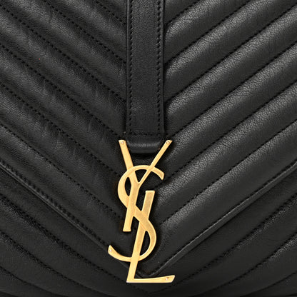 Saint Laurent Sheepskin Matelasse Chevron Monogram Large College Satchel Black 7 of 11