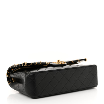 Chanel Lambskin Quilted Grommet Embellished Piercing Chic Medium Double Flap Black 4 of 12
