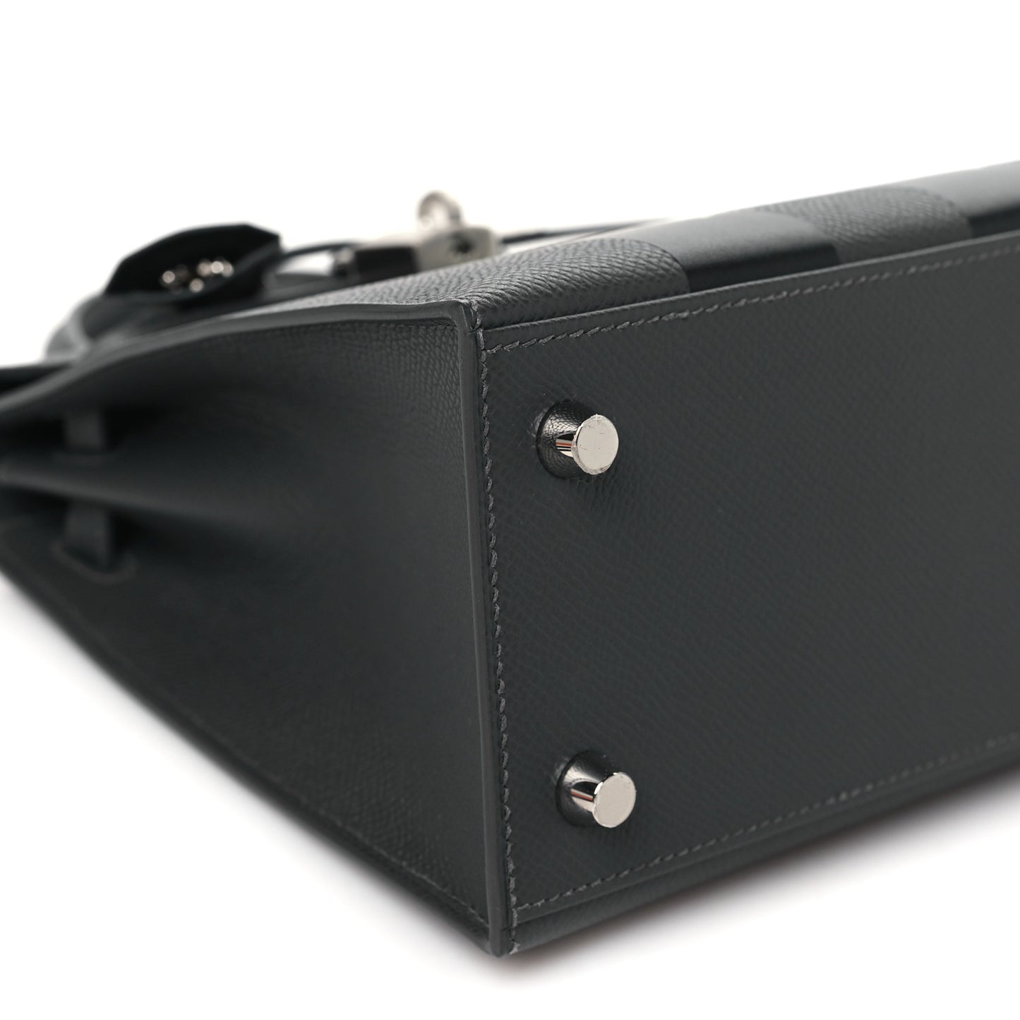 Epsom Tadelakt Chevre Mysore Casaque Etoilee Kelly Sellier 25 Ardoise Black Vert Peppermint