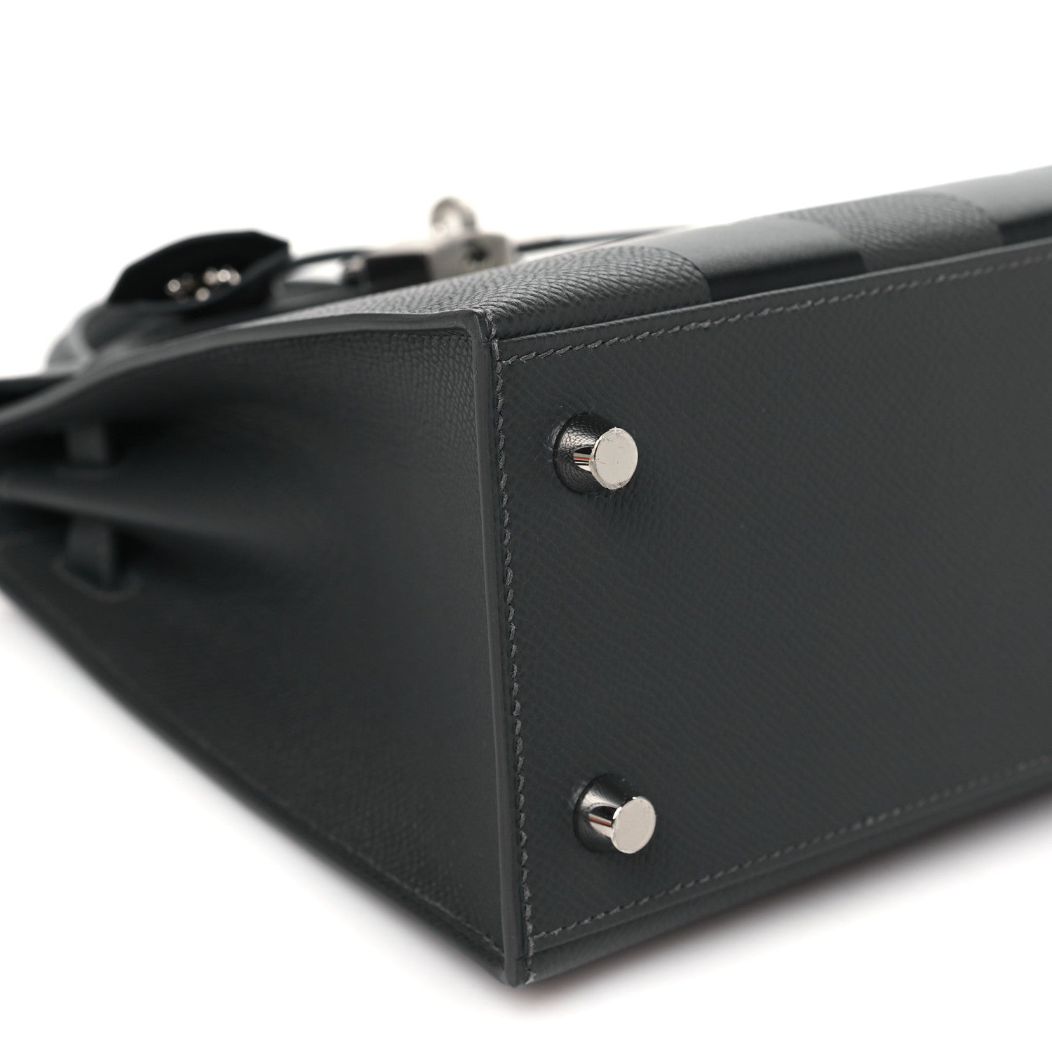 Hermes Epsom Tadelakt Chevre Mysore Casaque Etoilee Kelly Sellier 25 Ardoise Black Vert Peppermint 9 of 11