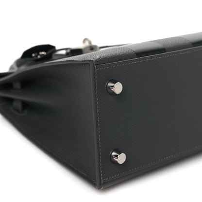 Hermes Epsom Tadelakt Chevre Mysore Casaque Etoilee Kelly Sellier 25 Ardoise Black Vert Peppermint 9 of 11