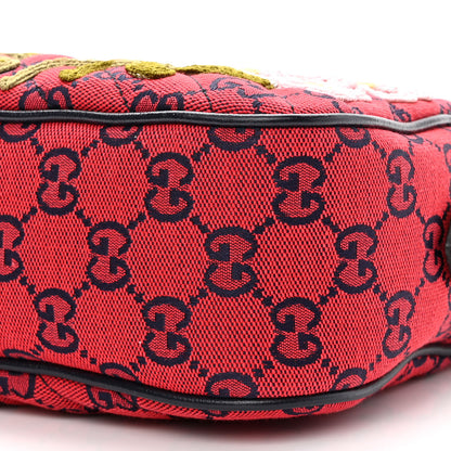 Gucci Monogram Multicolor Matelasse Diagonal Floral Embroidered Small GG Marmont Chain Shoulder Bag Red Blue Multicolor 11 of 11
