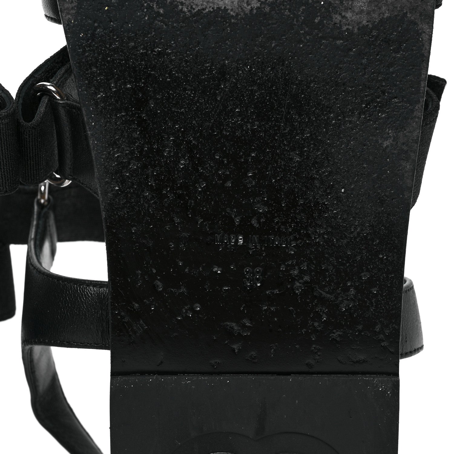 Chanel Stretch Fabric Lambskin CC Flat Sandals 38 Black 6 of 8