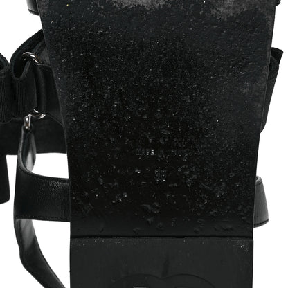 Chanel Stretch Fabric Lambskin CC Flat Sandals 38 Black 6 of 8