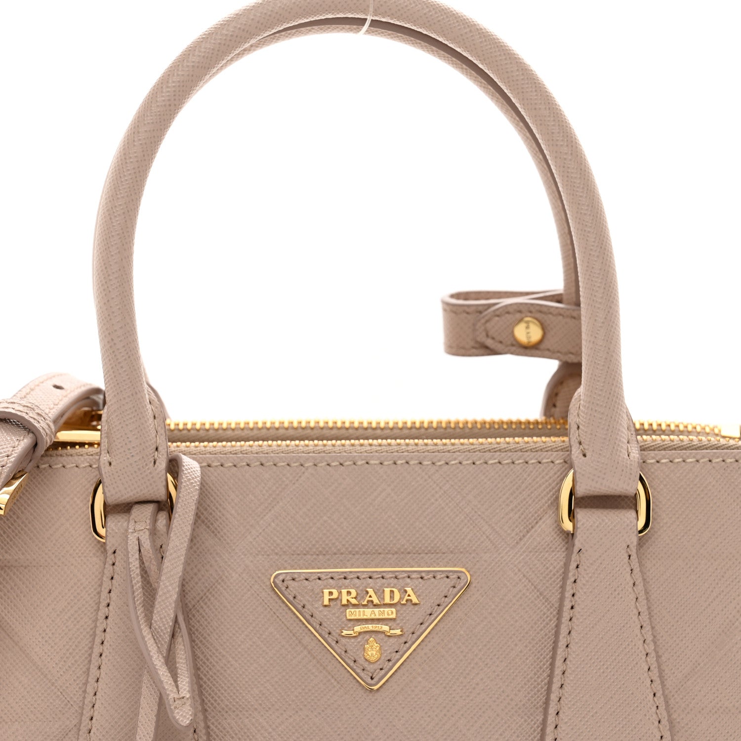 Prada Saffiano Triangle Small Galleria Double Zip Tote Cammeo 5 of 9