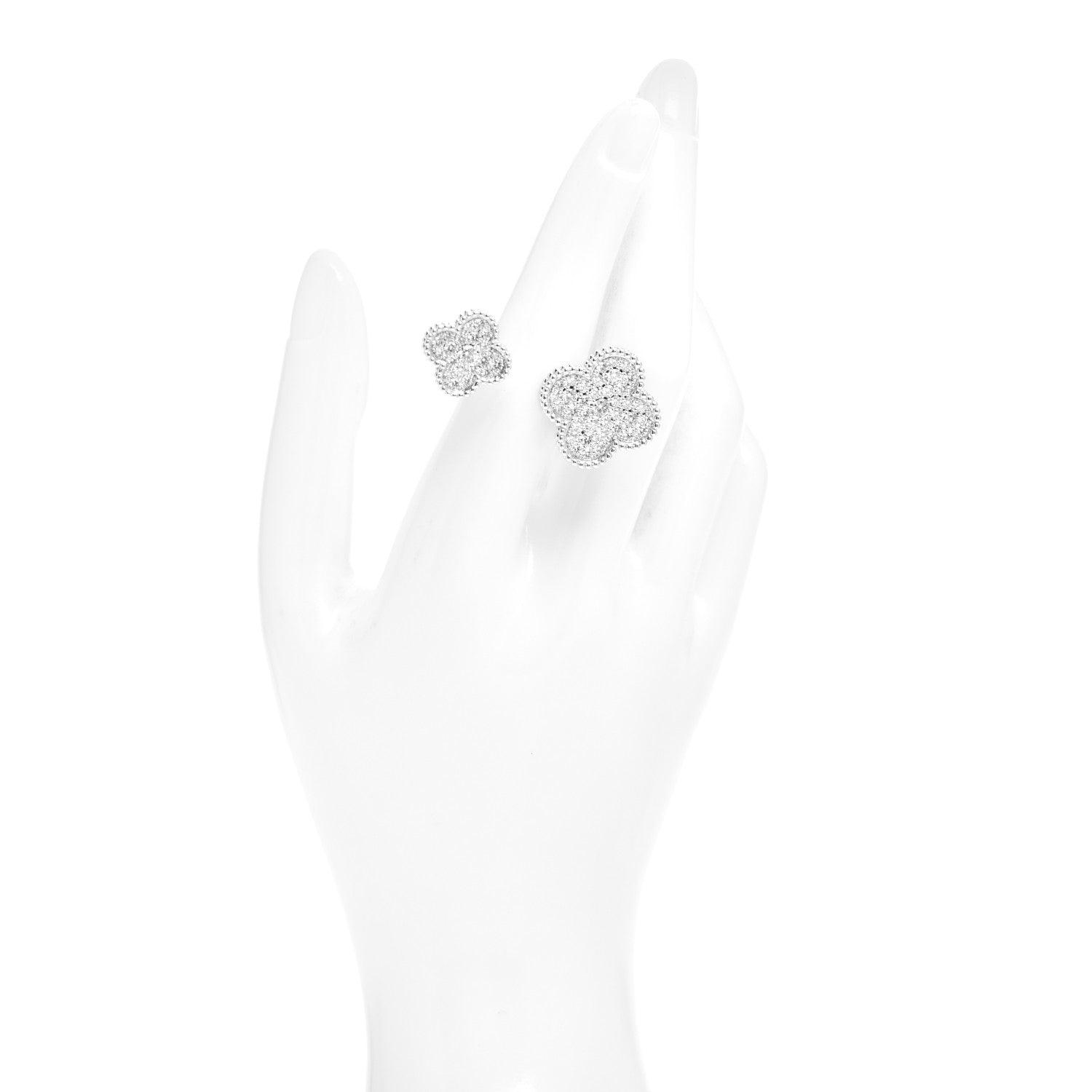 Van Cleef & Arpels 18K White Gold Diamond Magic Alhambra Between the Finger Ring 53 6.25 2 of 5