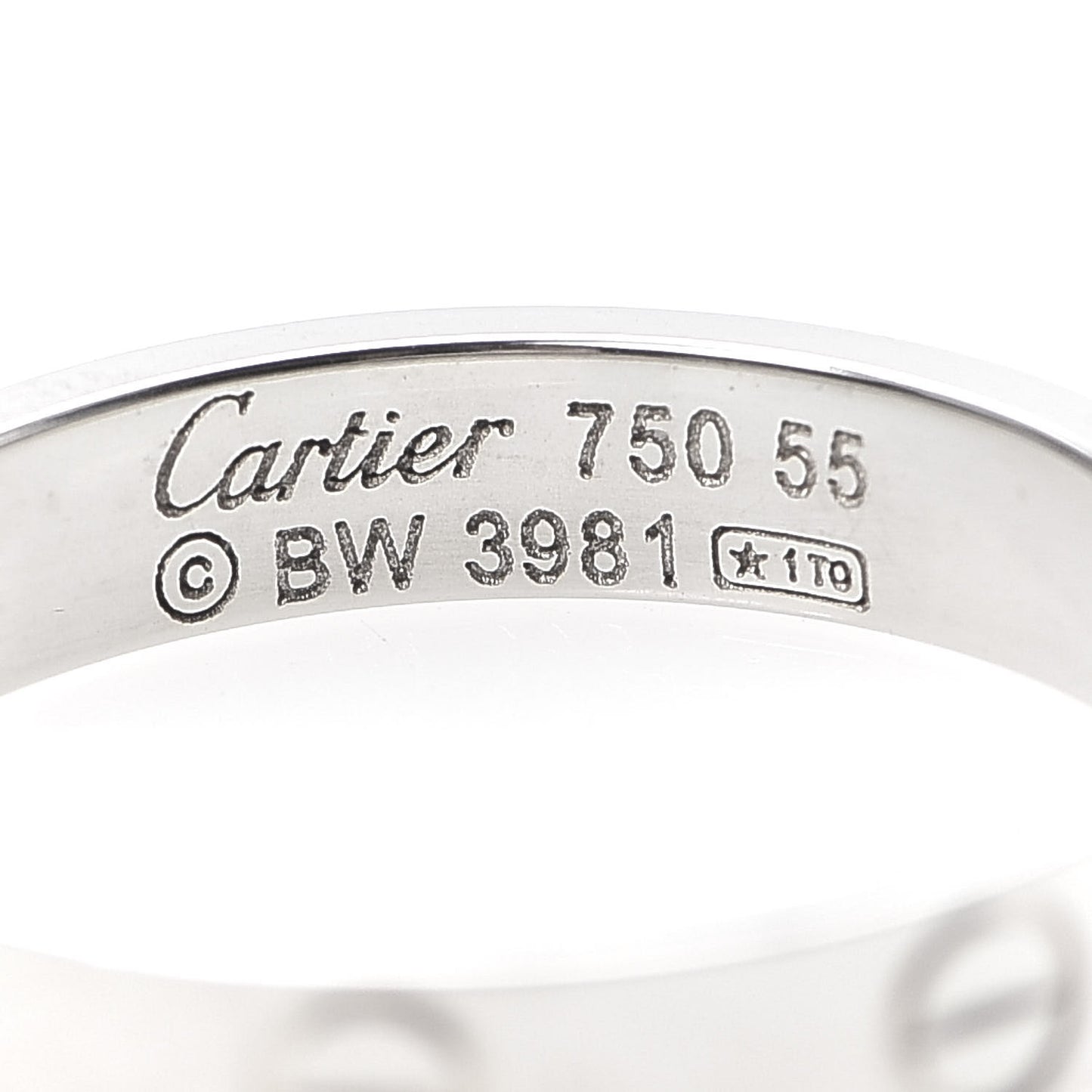 18K White Gold 3.5mm LOVE Wedding Band Ring 55 7.25