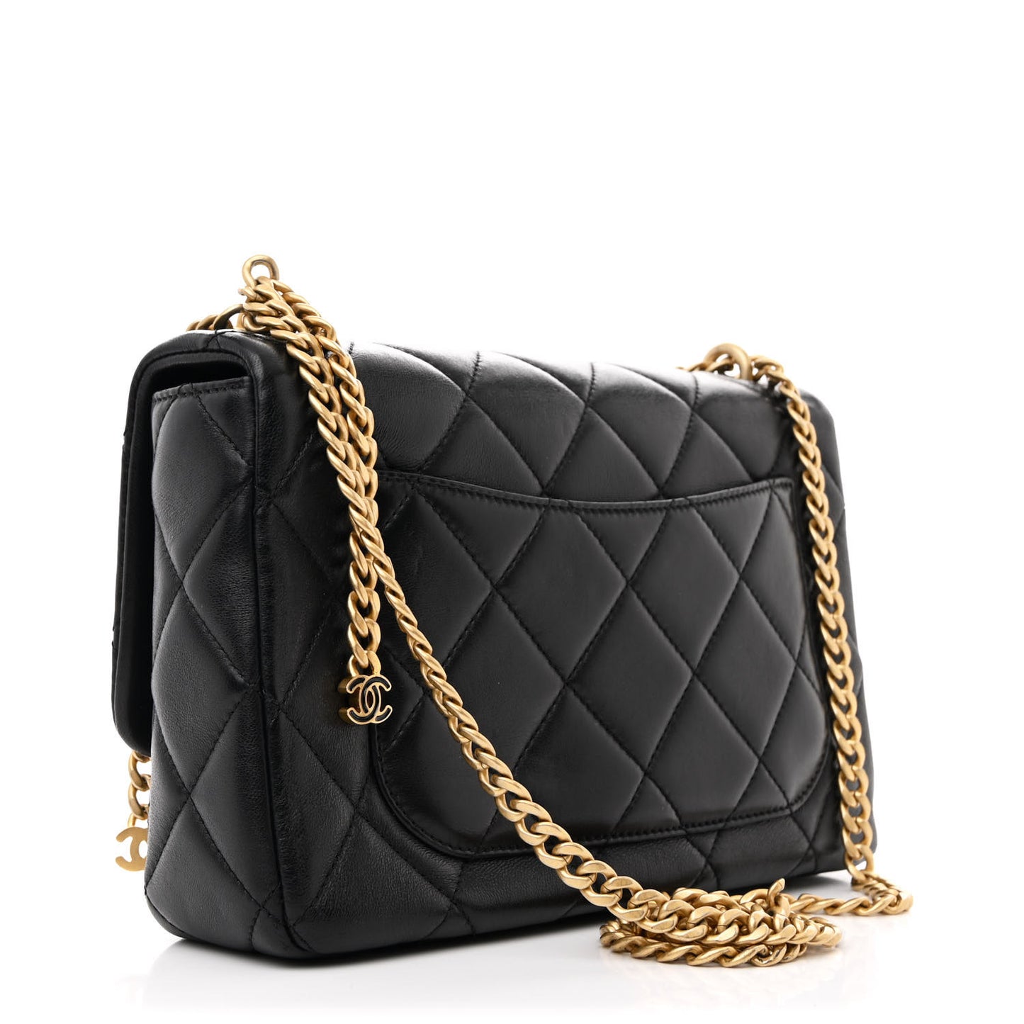 Lambskin Enamel Quilted Pending CC Medium Flap Black