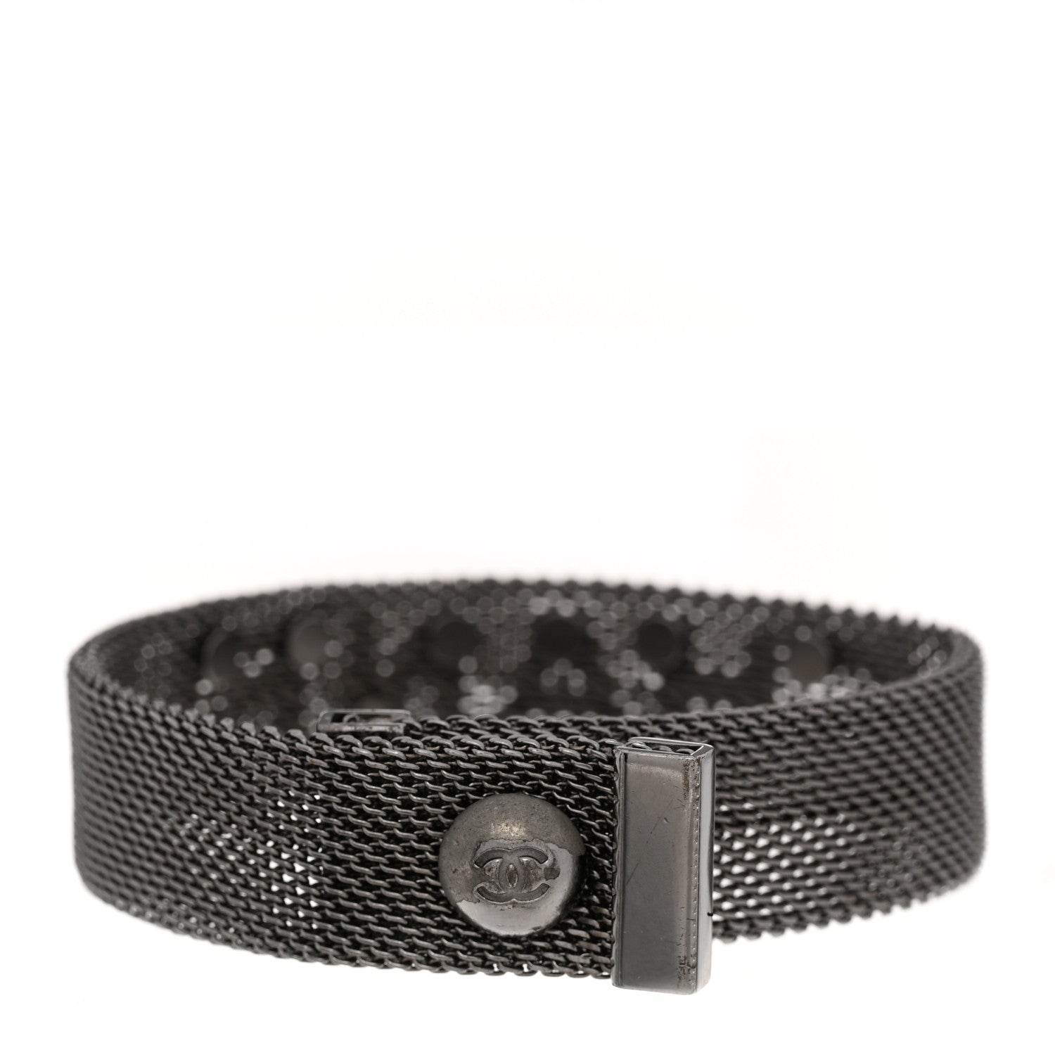 Chanel Metal Mesh Logo Bracelet Ruthenium 3 of 4
