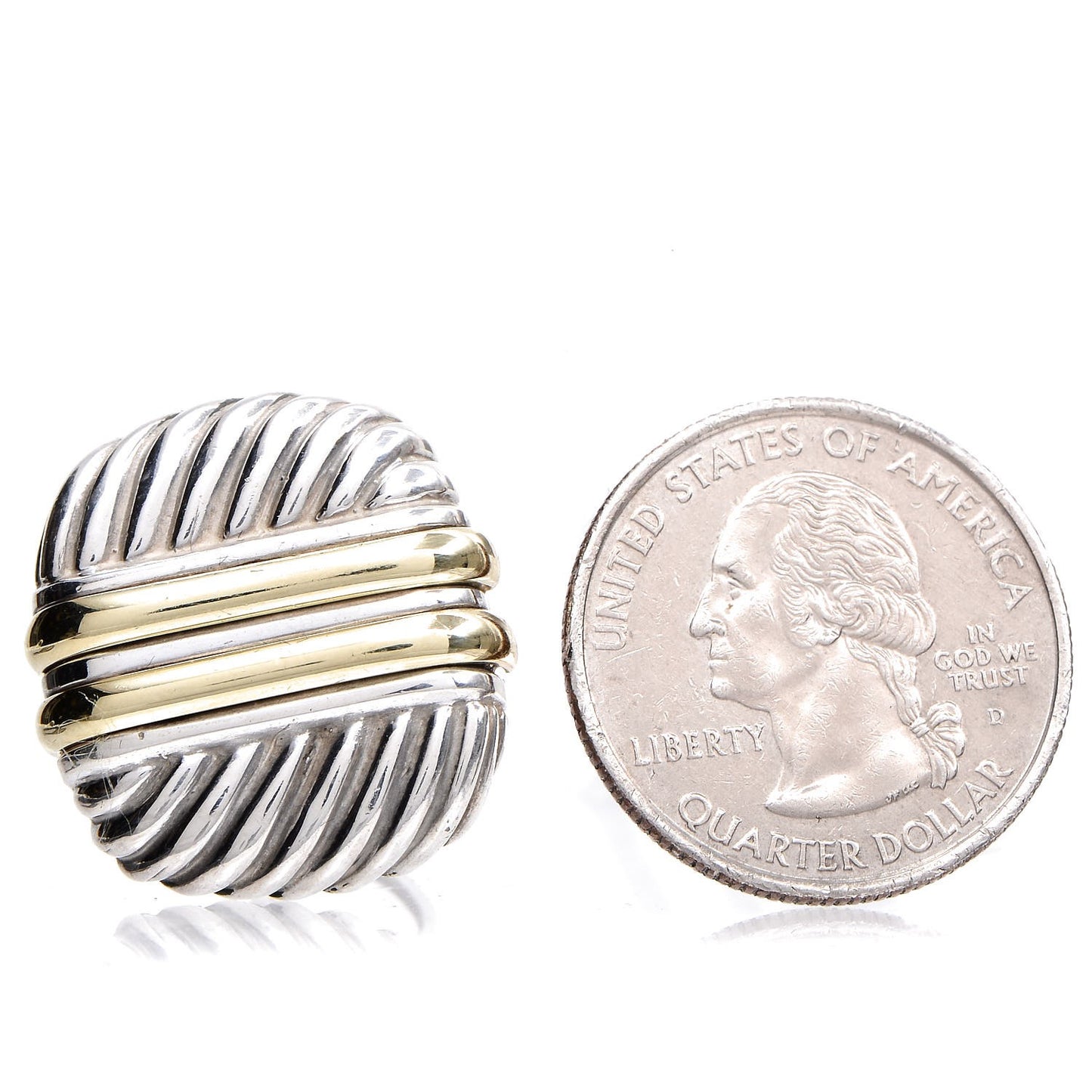 Sterlilng Silver 14K Yellow Gold Cable Earrings