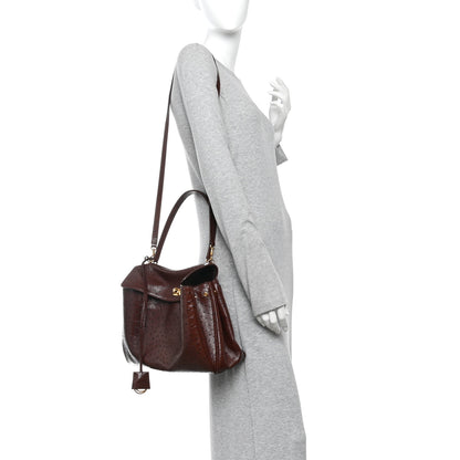 Balenciaga Shiny Calfskin Ostrich Embossed Medium Rodeo Top Handle Handbag Brown 2 of 11