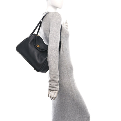 Hermes Taurillon Clemence Lindy 30 Black 2 of 11