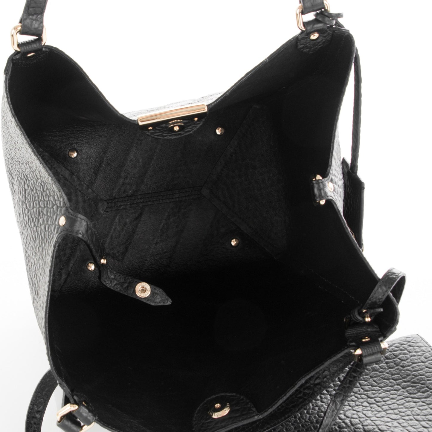 Signature Grain Calfskin Check Embossed Small Canterbury Tote Black