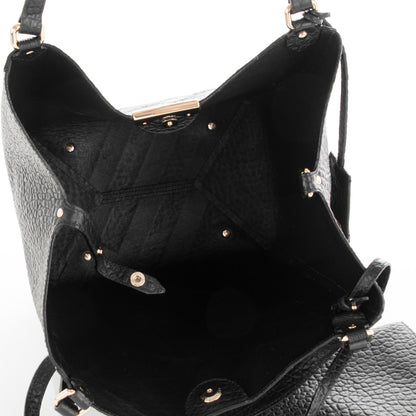 Burberry Signature Grain Calfskin Check Embossed Small Canterbury Tote Black 7 of 7