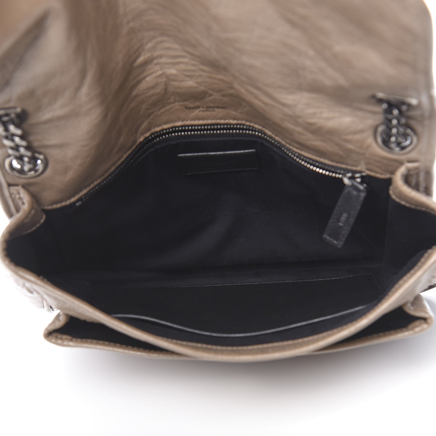 Saint Laurent Crinkled Calfskin Matelasse Monogram Medium Niki Chain Satchel Light Taupe 5 of 10