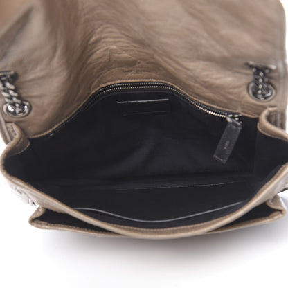 Saint Laurent Crinkled Calfskin Matelasse Monogram Medium Niki Chain Satchel Light Taupe 5 of 10
