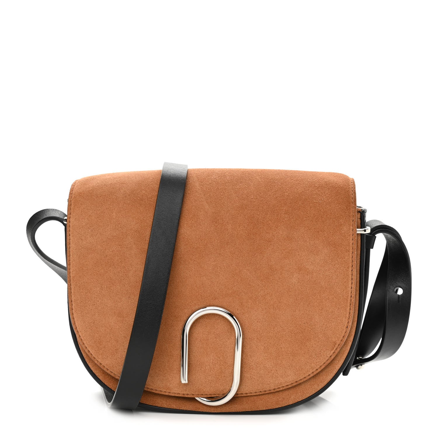 3.1 Phillip Lim Suede Calfskin Alix Saddle Crossbody Bag Maple Black 1 of 9