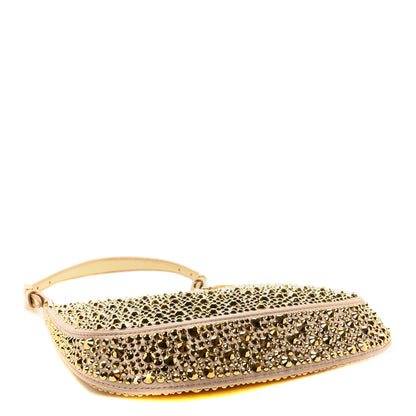 Prada Satin Crystal Cleo Adjustable Strap Shoulder Bag Platino 4 of 9