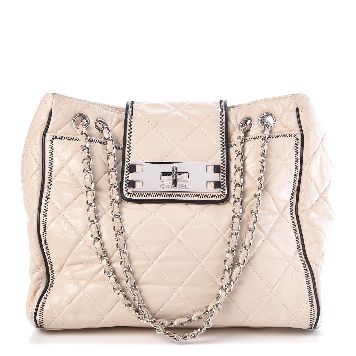 Chanel Lambskin Quilted East West Tote Beige 1 of 20