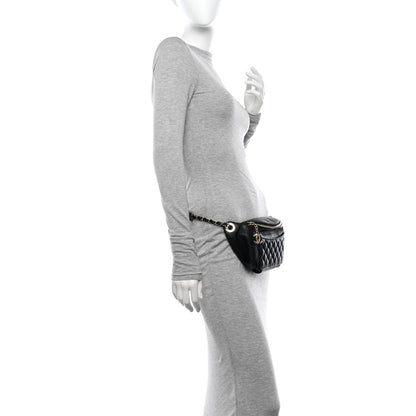 Chanel Lambskin Quilted Waist Bag Fanny Pack Black 2 of 11