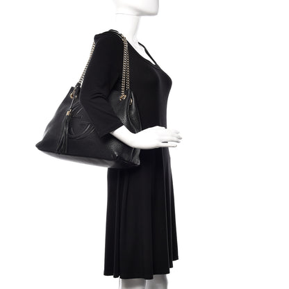 Gucci Pebbled Calfskin Medium Soho Chain Shoulder Bag Black 2 of 10